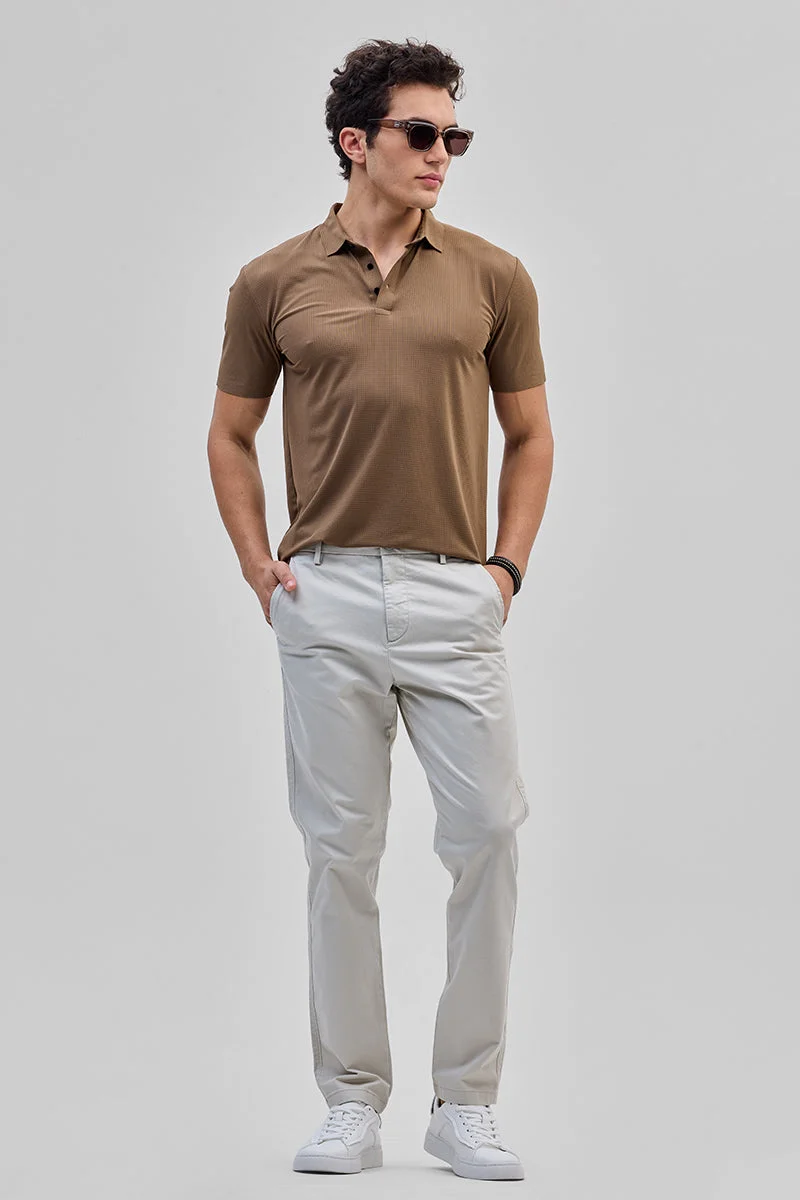 Snitch Cream Cream Slim Fit Trousers for Men | Best Price UAE